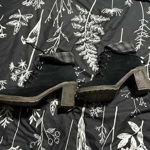 Heeled Ankle Booties with plaid cuff